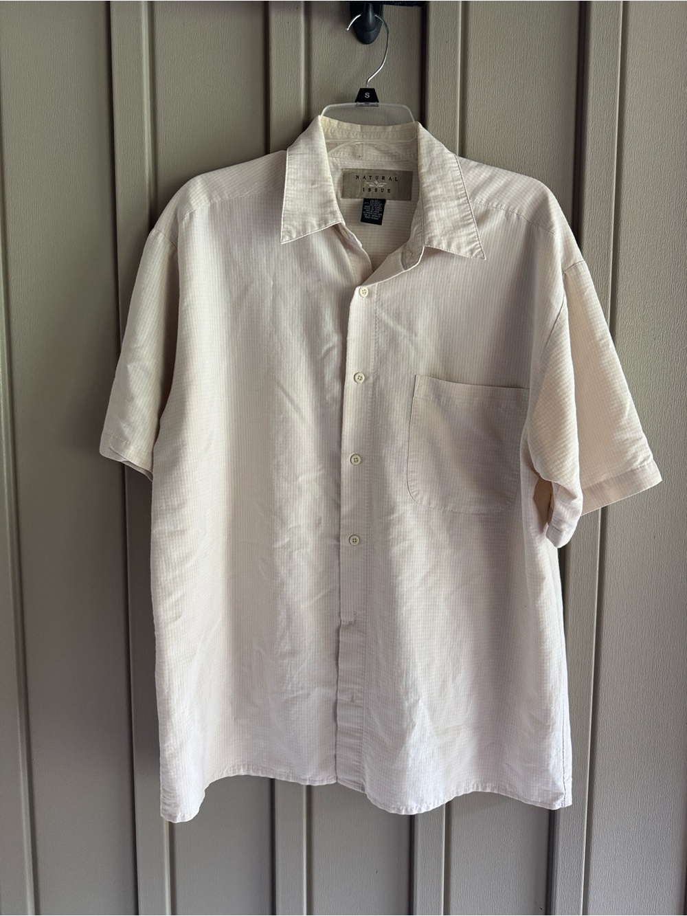 Natural Issue Cream Casual Short-Sleeve Button-Down Shirt size Medium